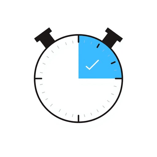 a stopwatch with a checkmark