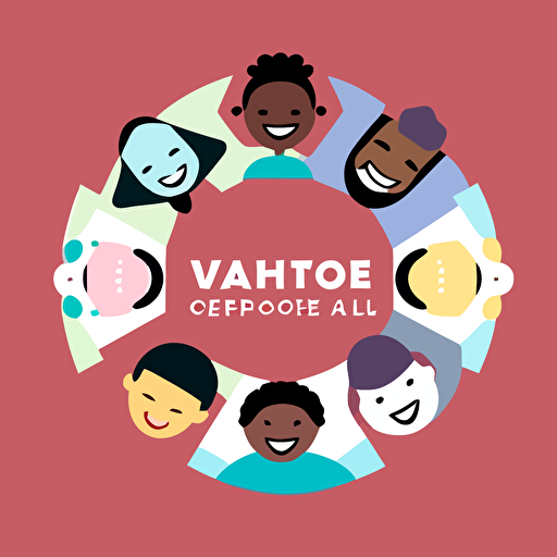 a vector logo showing 5 people of multiple races and cultures being supportive