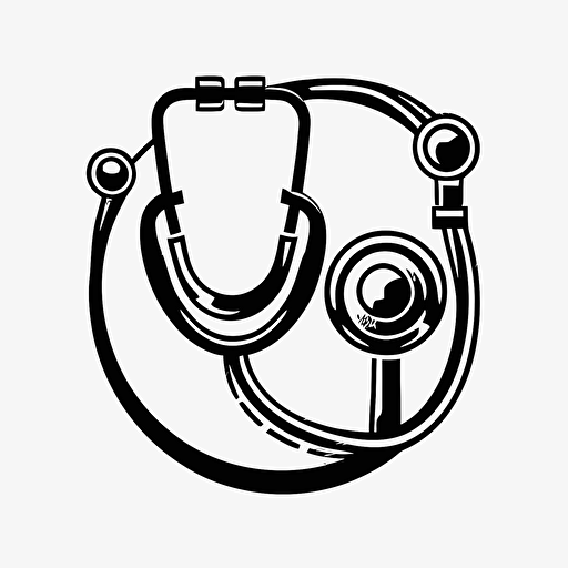 Dr stethoscope icon, logo, vector style, black and white