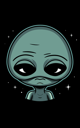 simple vector logo of a sad alien