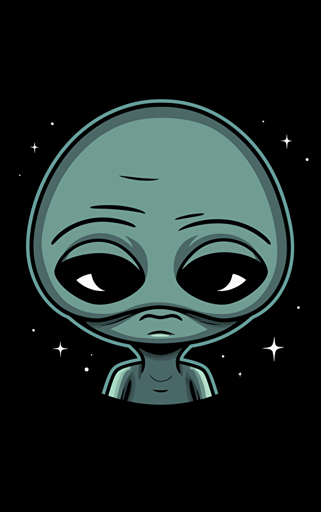 simple vector logo of a sad alien