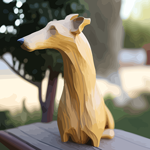 Create a detailed image of Neka, a beautiful and graceful yellow greyhound. Her fur is a soft, golden hue that glistens in the sunlight. Neka's long, slender body is accentuated by her elegant, flowing tail. Her kind, almond-shaped eyes are a deep, warm brown, filled with compassion and intelligence. Neka's ears are perked up, attentive to the sounds around her, while her delicate paws are poised and ready for action. Her gentle and loving demeanor is evident in her relaxed posture and tender expression. Colorful, vibrant, 101 dalmatians cartoon style. Vector. White background