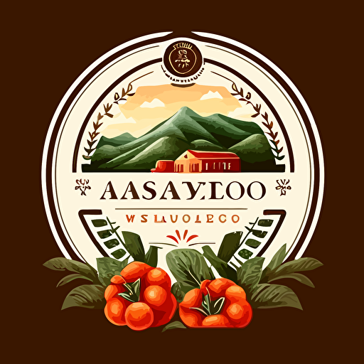 vector logo luxury style tomatoes in a greenhouse located on the slope of volcano company name Lavarosso