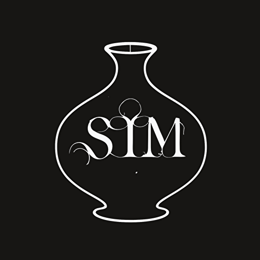 simple iconic logo of a fragrance bottle made with the letters O S M I Q E, white vector on black background