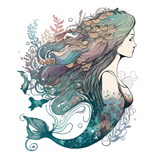 boho style mermaid on white background vector image