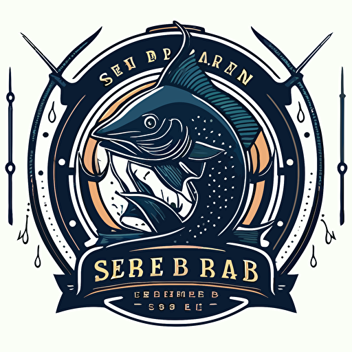 deep sea big game fishing logo, simple, vector style, flat colors, line shading, no gradients
