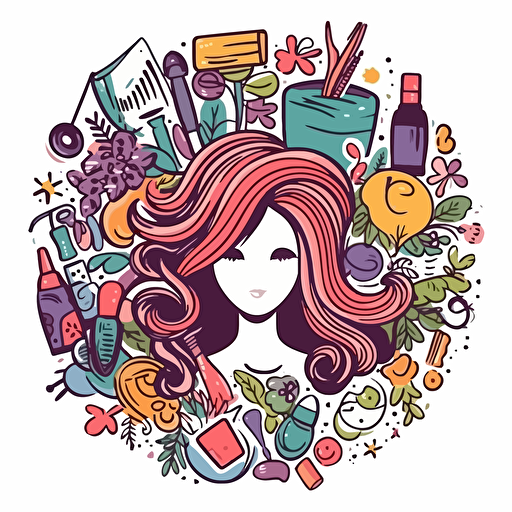 logo of 72 in the style of doodle, fun, hair care logo, vector