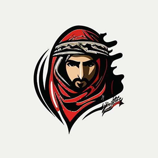 a mascot logo of a Arabic Bedouin, emblem, simple, vector