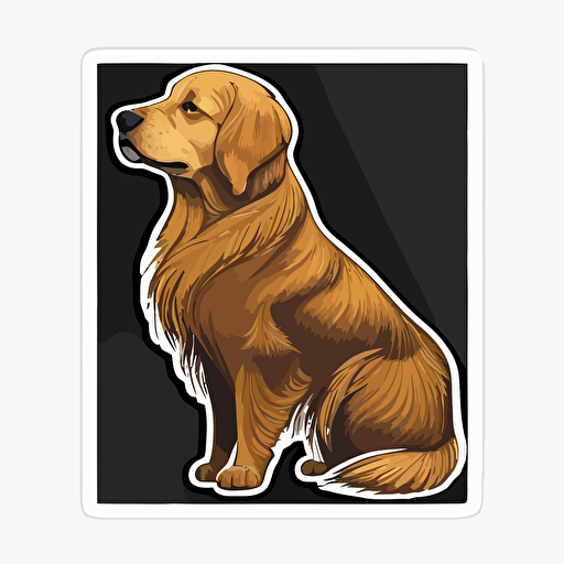 golden retriever dog flat vector, sticker