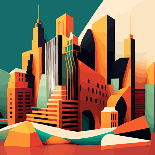 contemporary layered vector illustration of city