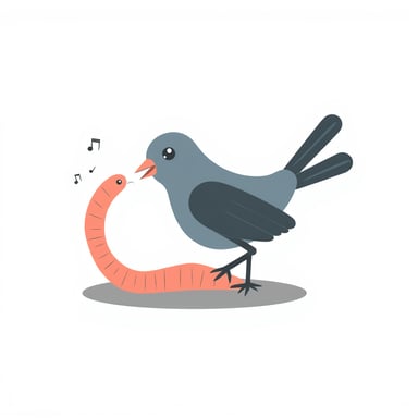 a bird eating a worm