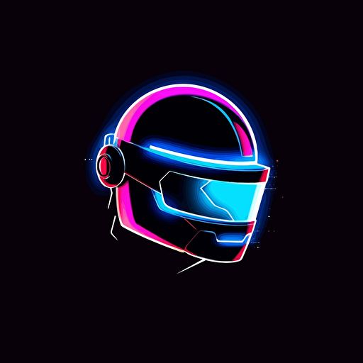 minimalist logo design, neon blue, music, wavelength, robotic helmet, daft punk, vector, cloud