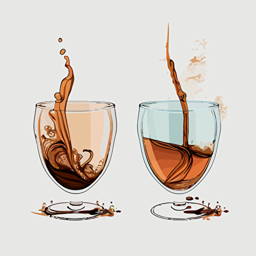2d vector of two chai glasses, one suspended over the other with chai pouring into the one below