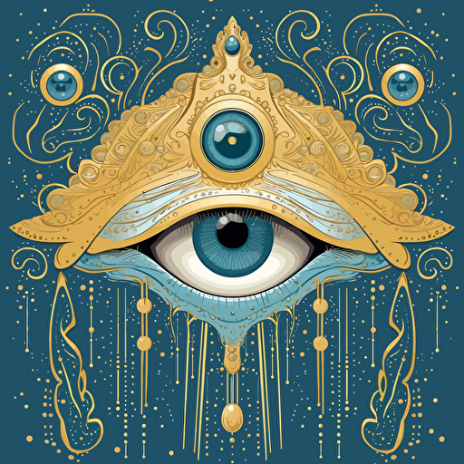eye of horus, in the style of rococo whimsy, light blue and light gold, pop inspo, water drops, blink-and-you-miss-it detail, florence harrison, sparklecore, vector