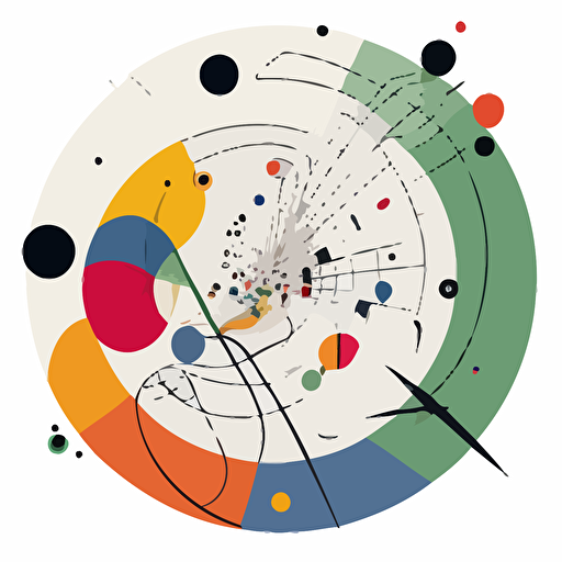 circular, abstract data diagram in the style of Joan Miro, vector art