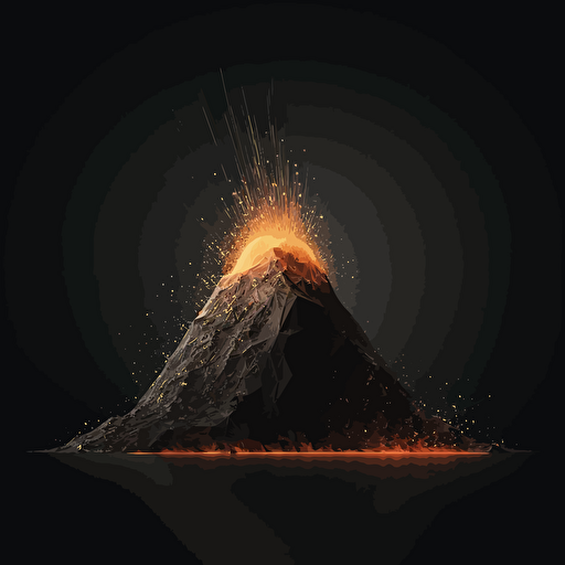 abstract wireframe vector mesh volcano erupting
