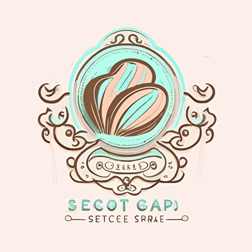 vector logo featuring silhouette of baked goods such as cakes, cookies and pastries, 5 pastel colours, elegant, in the style of art nouveau against a white background