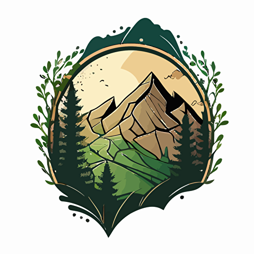 pocket with mountains and trees coming out of the opening, vector , line, simple, logo