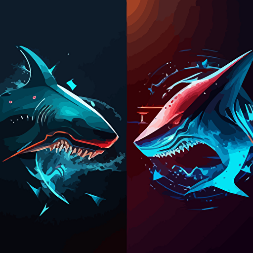combination of shark a futuristic and tough logo,vector