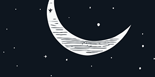 vector style simple crescent moon with craters illustration, gothic, dark colours