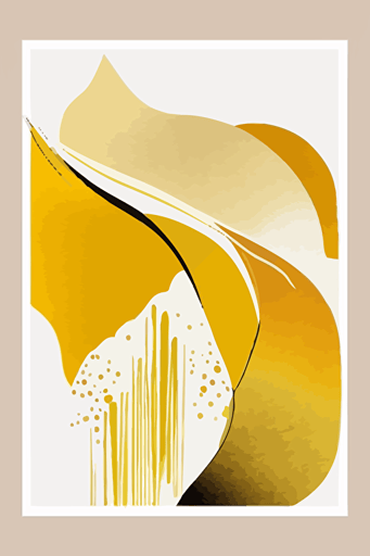 Mustard yellow and beige watercolour abstract, Minimalist, vector, contour