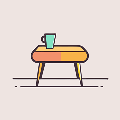 coffee table minimal flat 2d vector. lineal color. minimal flat 2d vector. lineal color.