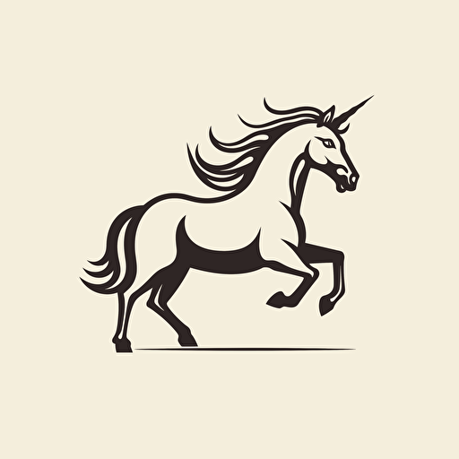 simple vector drawing outline of a unicorn