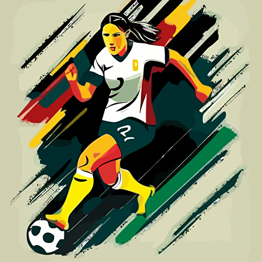 female footballer illustration vector friendly powerful stocky, vexel players, clean background