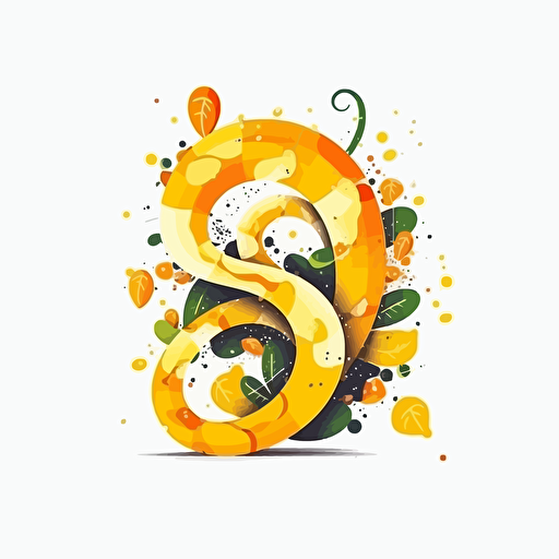 Design logo, explosion of lemons, with snake, yellow and orange color palette, white background, universal, 4h, hd, vectoriel, delicate curves, ultra minimalist