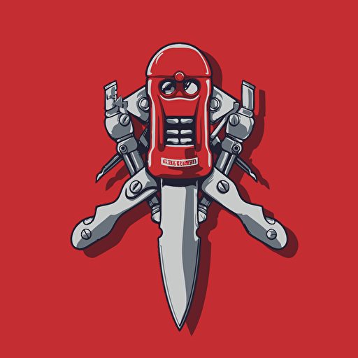 a mascot logo of a Swiss Army Knife, simple, vector ,no shading detail