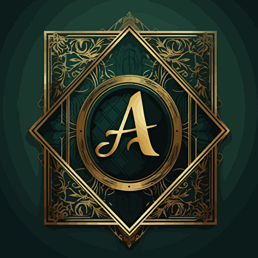 A letter designed in luxury style, pine green color, illustraor, vectors