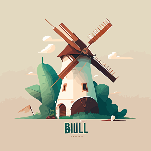 illustration type vector simple minimalist d'un moulin basile