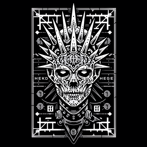 OBEY design style pinhead from hellraiser, skateboard brand logo design poster, white on black, 2048x2048 pixels, vector