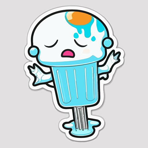 sticker, Happy Colorful Mr. Freeze, kawaii, contour, vector, white background