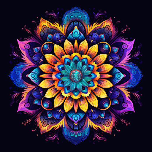 2d mandala made with human hands uv colors vector style detailed