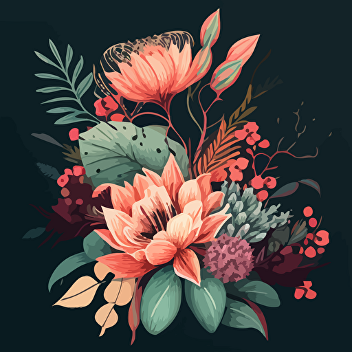 create a pdf vector drawing of fine like botanical and floral bouquets