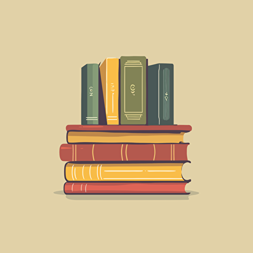 flat vector minimalist illustration of old books