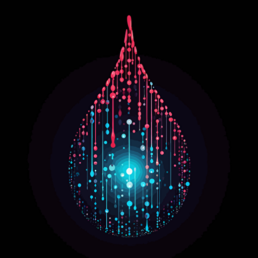 a drop-shaped technology logo made from programming code, simple, vector