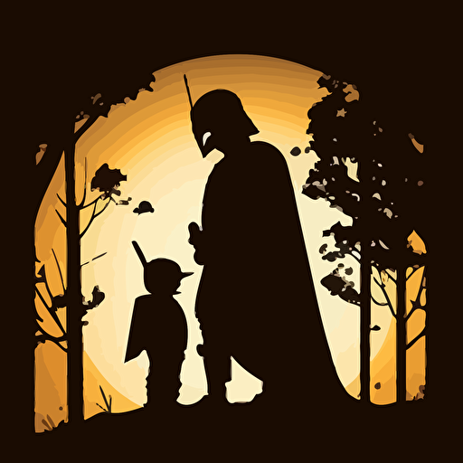 silhouette vector of father and son starwars cosplay