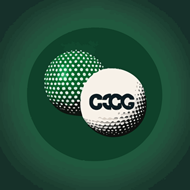 a emblem for a golf ball company, 2 letters G and C, green background, golf ball white, simple, minimalist, vector