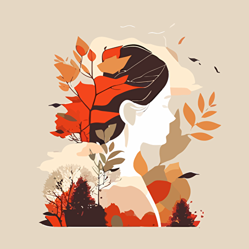 women art ilusstration, minimal, nature, vector art