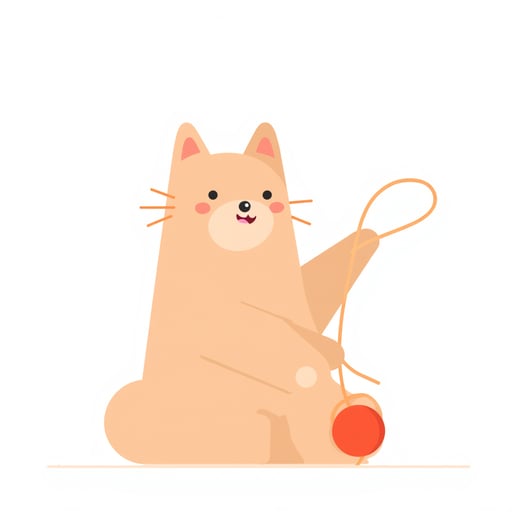 cat with a ball on a string