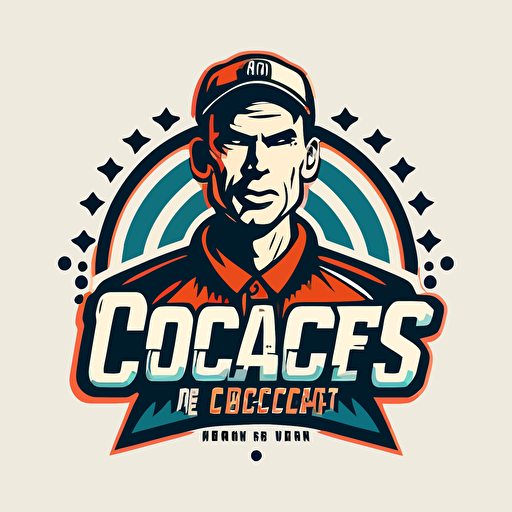 a sports mascot logo of Coach is Back, simple, vector