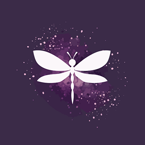 minimalist dragonfly logo, purple, bubbly, simple, vector