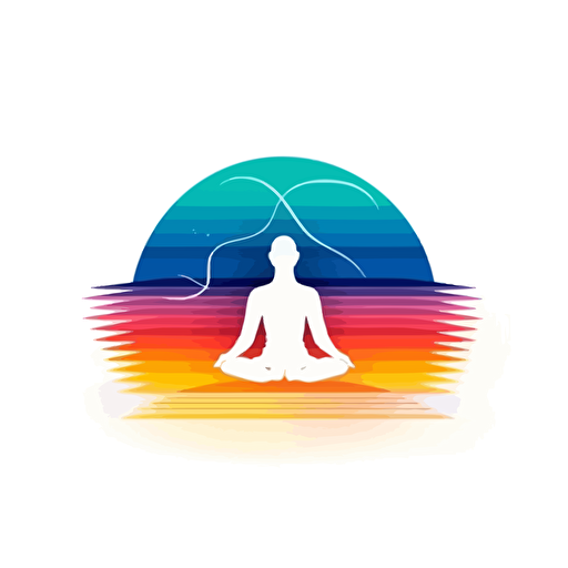 minimal vector logo for spiritual developemnt, psychodelic, vivid colours, whie background