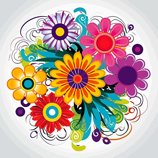 sticker design, vector, design, colourful flower,