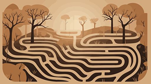 vector illustration of "many paths to a goal".