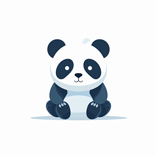 Simplified flat art vector image of a cute panda on white background