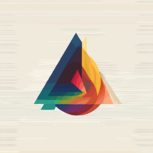 flat vector logo of triangle, gradient, audio wave form wrapped around earth, simple minimal, by Ivan Chermayeff