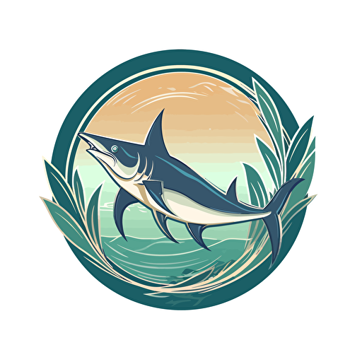 stylished logo, tail of thresher shark, vector, tropical , circle